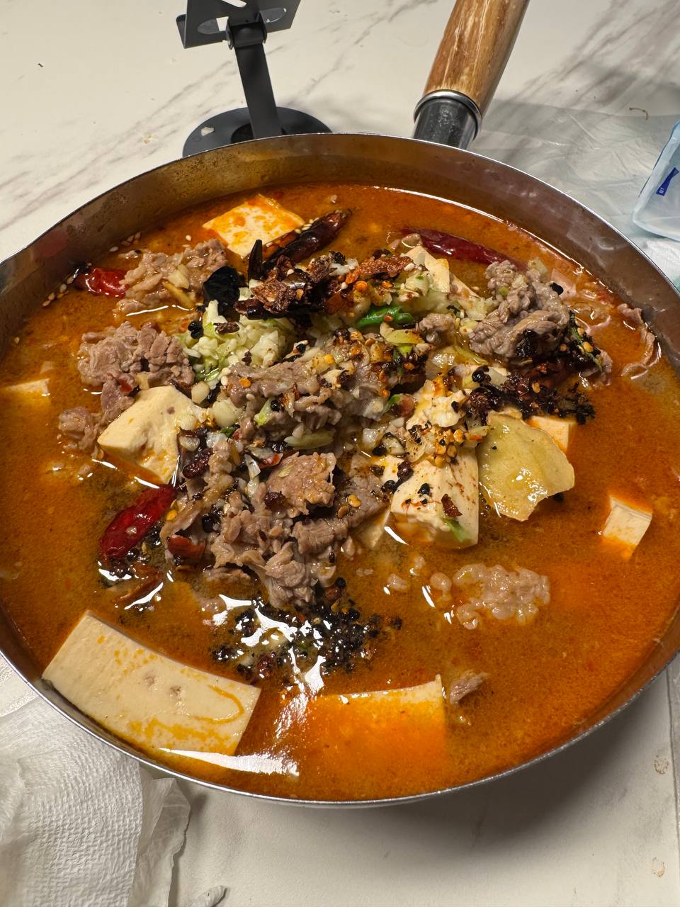 麻辣牛肉豆腐锅宵夜